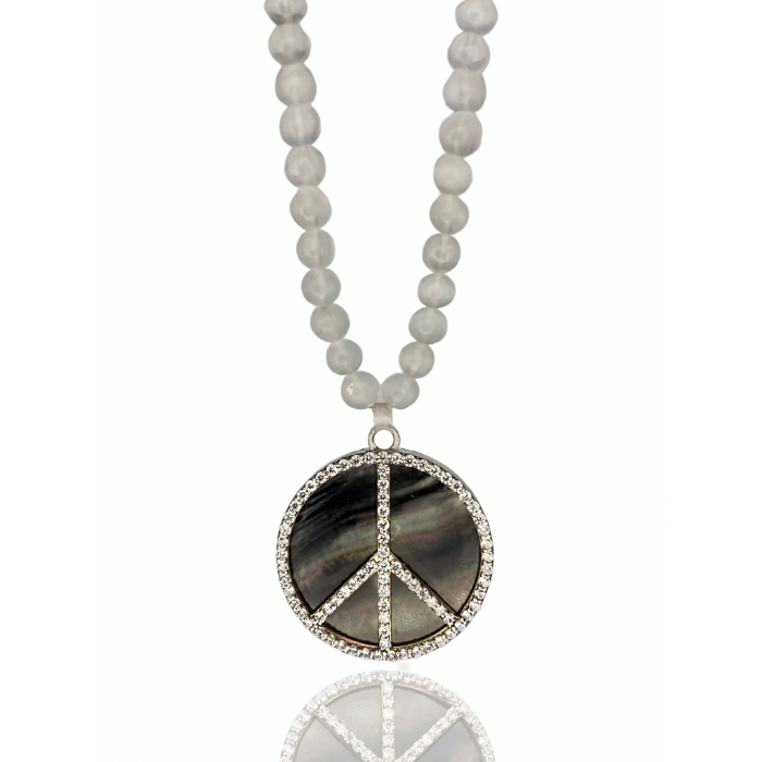 "Keep the Peace" Hippie in Black Tahitian Pearl