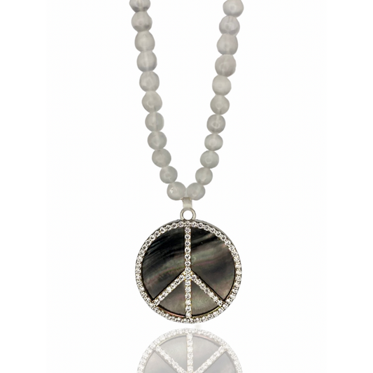 "Keep the Peace" Hippie in Black Tahitian Pearl