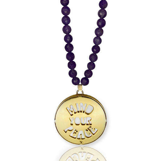 "Mind Your Peace" Hippie in Mother of Pearl