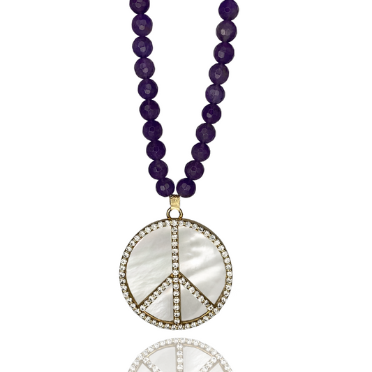 "Mind Your Peace" Hippie in Mother of Pearl